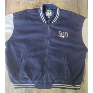 Big Dogs Polar Dogs High Tech Jacket Mens XL Varsity Y2K Bomber Fleece Blue Gray